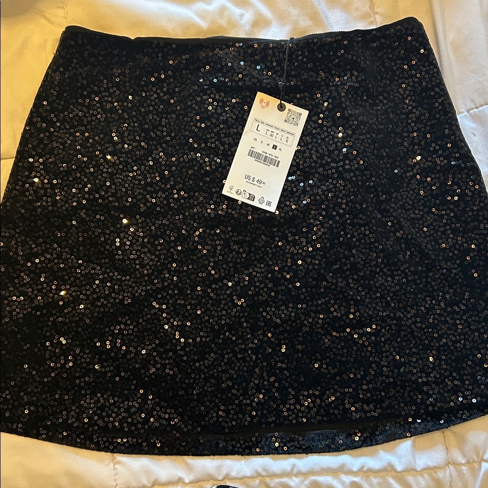 Zara Black Sequin Skirt